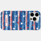 Patriottische sterren en strepen met monogram Case-Mate iPhone case (Achterkant (horizontaal))