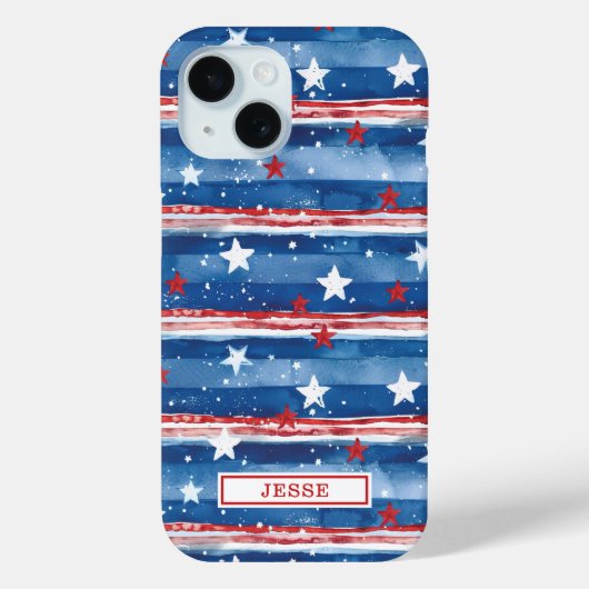 Patriottische sterren en strepen met monogram Case-Mate iPhone case (Achterkant)