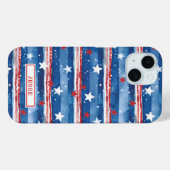 Patriottische sterren en strepen met monogram Case-Mate iPhone case (Achterkant (horizontaal))