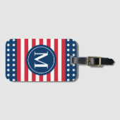 Patriottische sterren en strepen monogram bagagelabel (Voorkant (horizontaal))