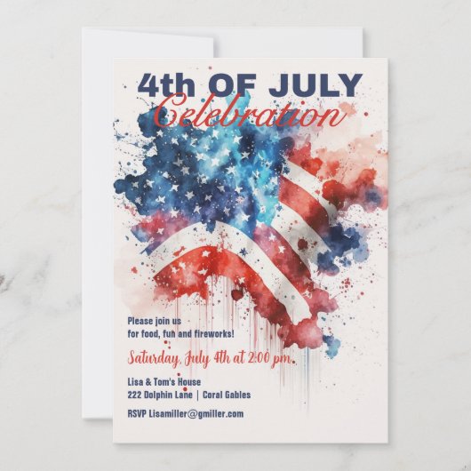 Patriottische sterren en strepen op 4 juli kaart (Voorkant)