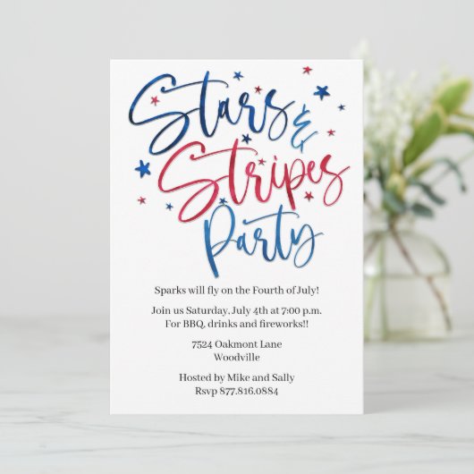 Patriottische sterren en strepen partij Custom Kaart (Staand voorkant)