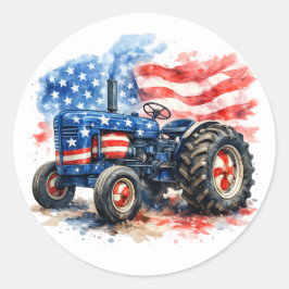 Patriottische sterren en strepen tractor ronde sticker