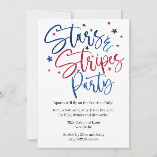 Patriottische sterren en strepen vierde juli parti kaart (Voorkant)