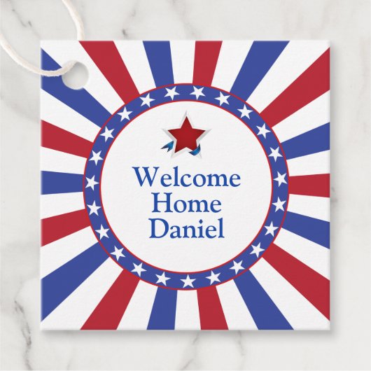 Patriottische sterren en strepen Welkom Home Bedankjes Labels (Voorkant)