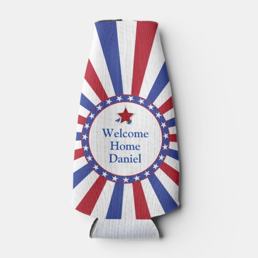 Patriottische sterren en strepen Welkom Home met N Flesjeskoeler (Voorkant)
