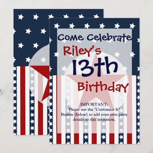 Patriottische sterren en Stripes American Flag Des Kaart (Voorkant / Achterkant)