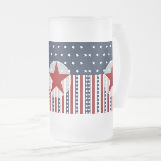 Patriottische sterren en Stripes American Flag Des Matglas Bierpul (Voorkant rechts)