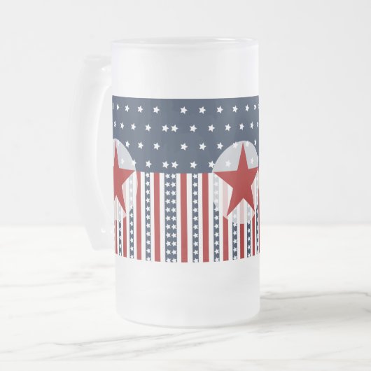Patriottische sterren en Stripes American Flag Des Matglas Bierpul (Voorkant links)