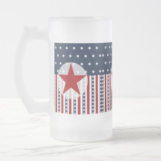 Patriottische sterren en Stripes American Flag Des Matglas Bierpul (Links)