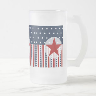 Patriottische sterren en Stripes American Flag Des Matglas Bierpul