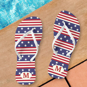 Patriottische sterren en Stripes American   Monogr Teenslippers