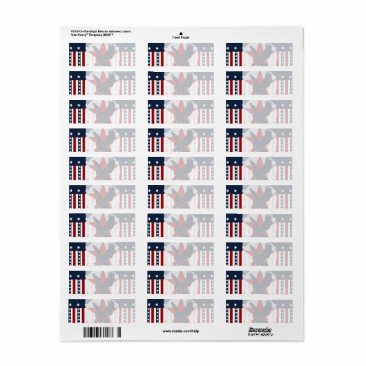 Patriottische sterren en Stripes Bald Eagle Americ Etiket (Full Sheet)