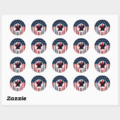 Patriottische sterren en Stripes Bald Eagle Americ Ronde Sticker (Vel)