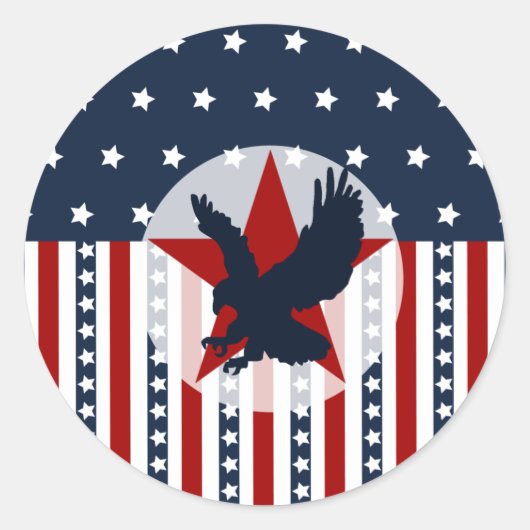 Patriottische sterren en Stripes Bald Eagle Americ Ronde Sticker (Voorkant)