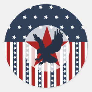 Patriottische sterren en Stripes Bald Eagle Americ Ronde Sticker
