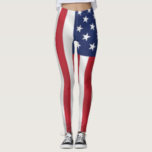 Patriottische sterren en Stripes Blue White Holida Leggings
