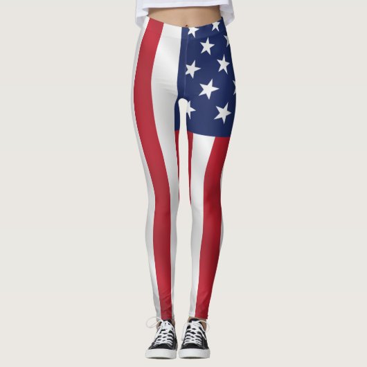 Patriottische sterren en Stripes Blue White Holida Leggings (Voorkant)