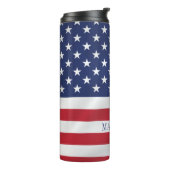 Patriottische sterren en Stripes Blue White USA-vl Thermosbeker (Gedraaid links)