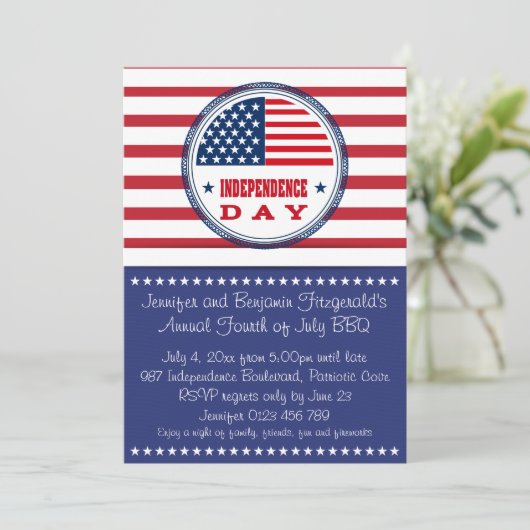 Patriottische sterren en Stripes juli 4e BBQ Kaart (Staand voorkant)