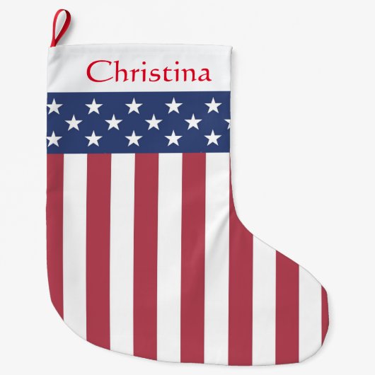 Patriottische sterren en stripes kerststaart grote kerstsok (Voorkant)