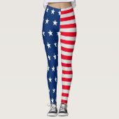 Patriottische sterren en Stripes Leggings van 4 ju (Voorkant)