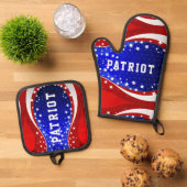 Patriottische sterren en stripes ovenwant & pannenlap set (Top down)