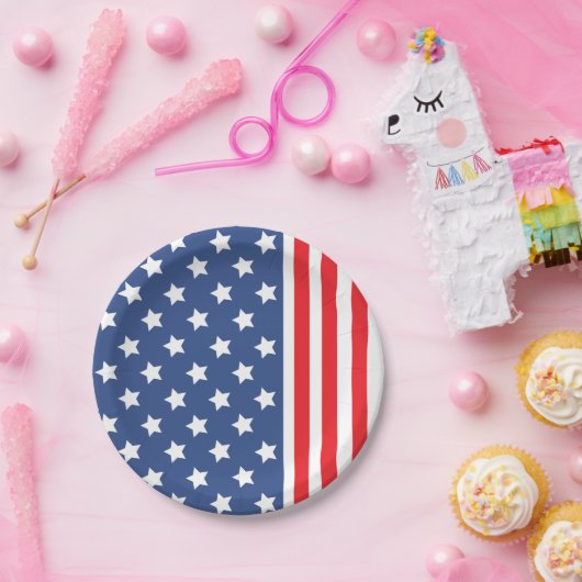 Patriottische sterren en Stripes Papieren Bordje (Feest)