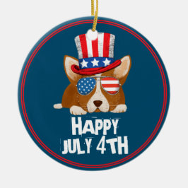 Patriottische sterren en Stripes Pet en glasbril C Keramisch Ornament