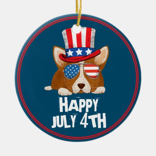 Patriottische sterren en Stripes Pet en glasbril C Keramisch Ornament (Voorkant)