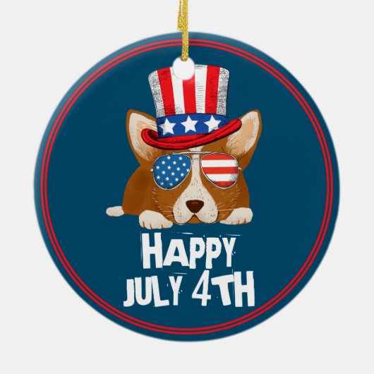Patriottische sterren en Stripes Pet en glasbril C Keramisch Ornament (Achterkant)