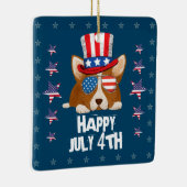 Patriottische sterren en Stripes Pet en glasbril C Keramisch Ornament (Rechts)