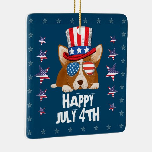 Patriottische sterren en Stripes Pet en glasbril C Keramisch Ornament (Rechts)