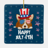 Patriottische sterren en Stripes Pet en glasbril C Keramisch Ornament (Achterkant)