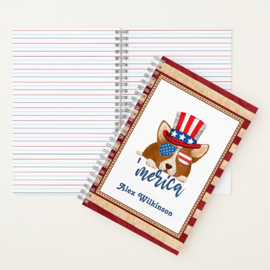 Patriottische sterren en Stripes Pet en glasbril C Notitieboek (Binnen)