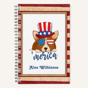 Patriottische sterren en Stripes Pet en glasbril C Notitieboek