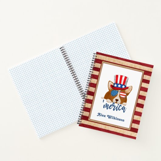 Patriottische sterren en Stripes Pet en glasbril C Notitieboek (Binnen)
