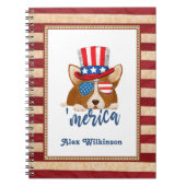 Patriottische sterren en Stripes Pet en glasbril C Notitieboek (Voorkant)