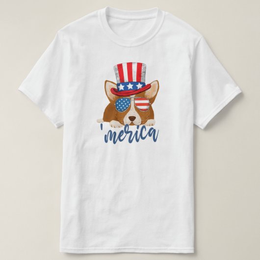 Patriottische sterren en Stripes Pet en glasbril C T-shirt (Design voorkant)