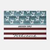 Patriottische sterren en Stripes Rustisch hout Deurmat (Voorkant)