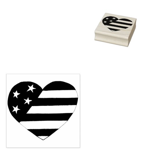 Patriottische sterren en Stripes USA Flag Heart Am Rubberstempel (Gestempeld)