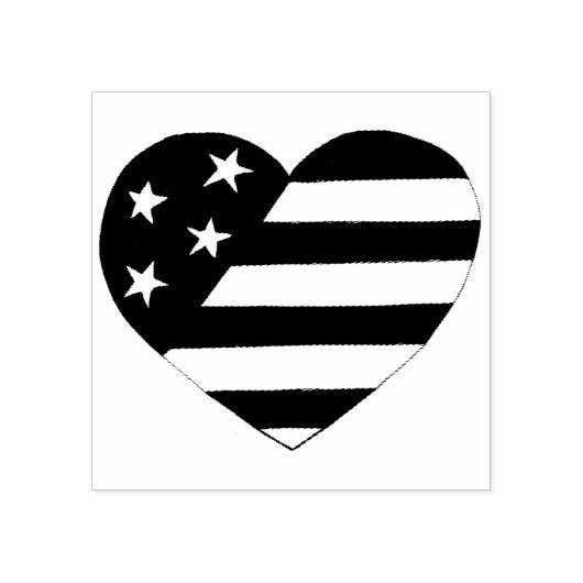 Patriottische sterren en Stripes USA Flag Heart Am Rubberstempel (Afrduk)