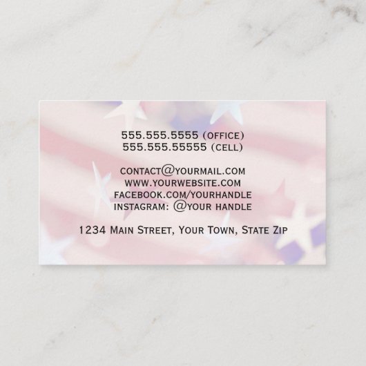 Patriottische sterren en Stripes Watermerk Simple Visitekaartje (Achterkant)