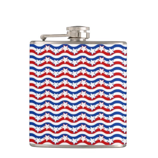 Patriottische Sterren en Strips 6 oz of 8 oz Flask Heupfles (Voorkant)