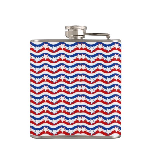 Patriottische Sterren en Strips 6 oz of 8 oz Flask Heupfles (Achterkant)
