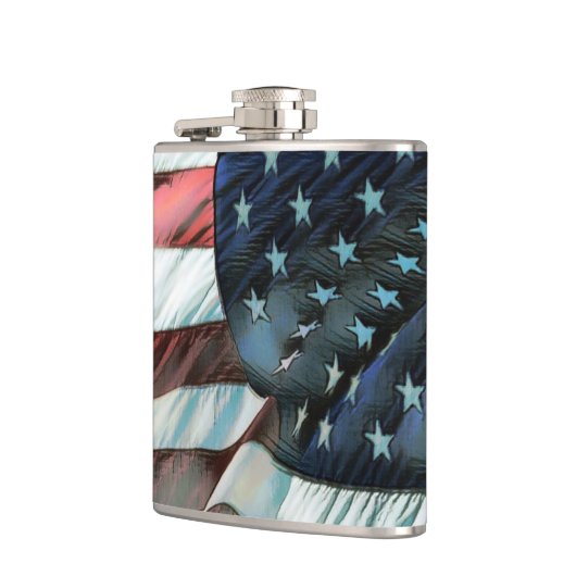 Patriottische Sterren en Strips 6 oz of 8 oz Flask Heupfles (Links)