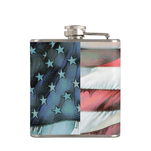 Patriottische Sterren en Strips 6 oz of 8 oz Flask Heupfles (Achterkant)
