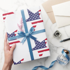 Patriottische sterren en strips Modern Red White B Cadeaupapier