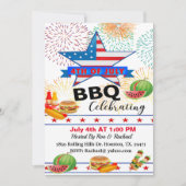 patriottische sterren en strips op 4 juli BBQ Kaart (Voorkant)