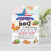 patriottische sterren en strips op 4 juli BBQ Kaart (Staand voorkant)